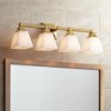 Regency Hill Mencino Modern Wall Light Warm Brass Hardwire 28" 4-Light Fixture Etched Opal Glass Shade for Bedroom Bathroom Vanity Living Room House - image 2 of 4