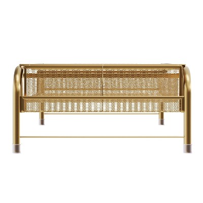 Gold Mesh Metal Desktop Monitor Stand Riser with Drawer
