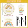 DYLIVeS Rainbow Birthday Party Supplies, Gold Foiled Pastel Rainbow Birthday Party Decorations Boho Rainbow Party Favors Disposable Tableware Set - 2 of 4