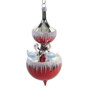 Italian Ornaments 6.5 Inch Swan Fountain Ornament Christmas Carousel Tree Ornaments - 1 of 3