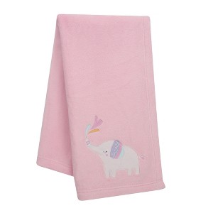 Bedtime Originals Elephant Dreams Appliqued Soft Fleece Baby Blanket - Pink - 1 of 4