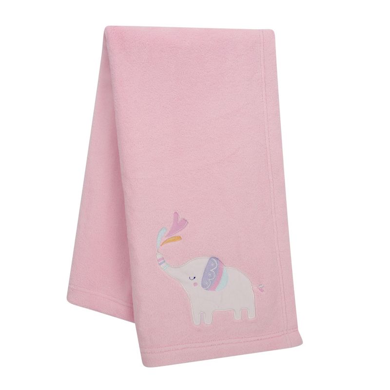 Bedtime Originals Elephant Dreams Appliqued Soft Fleece Baby Blanket - Pink, 1 of 9