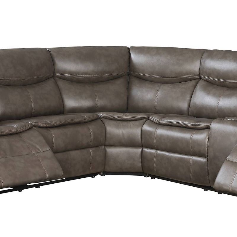 119&#34; Tavin Sectional Sofa Taupe Leather Aire Match - Acme Furniture, 5 of 10