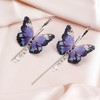 Enchanted Butterfly Earrings - 3D Purple Wings with Asymmetric Cross Design and Flowing Tassels - 4 of 4