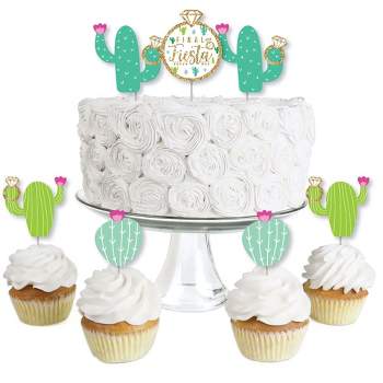 Big Dot of Happiness Final Fiesta - Dessert Cupcake Toppers - Last Fiesta Bachelorette Party Clear Treat Picks - Set of 24
