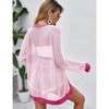 Coolmee Women's Color Block Crochet Cardigan Sweater Long Sleeve Open Front Lightweight Boho Cover Up Casual Knit Cardigans - 4 of 4