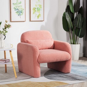APRILSOUL 31.89"Stylish and Minimalist Teddy Fleece Single Sofa Chair with Arms and Pillow - 1 of 4