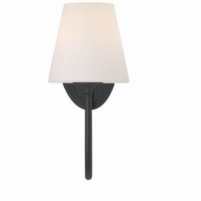 Juno Black Forged Sconce with White Glass Shade