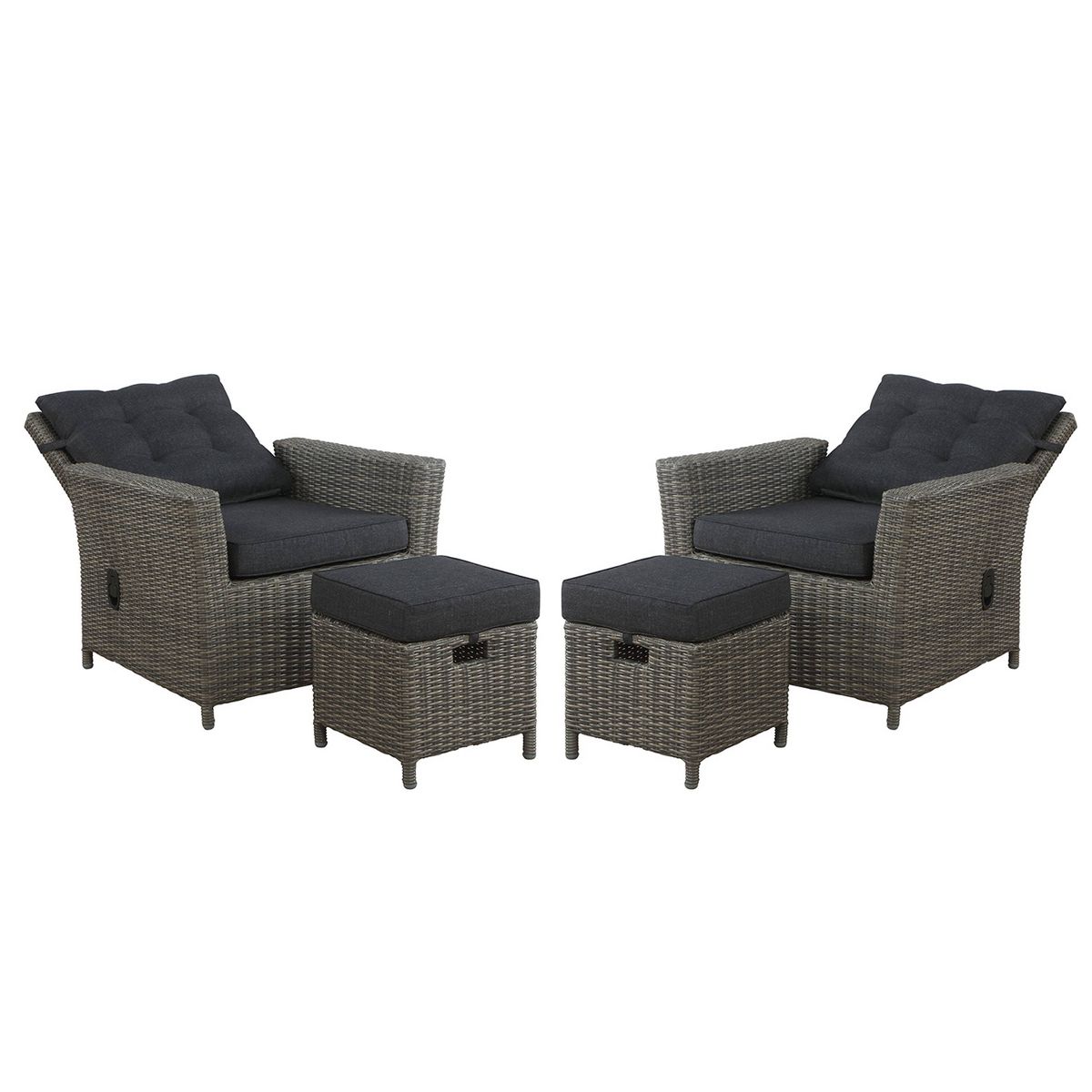 Asti 4pc Wicker Outdoor Set: Reclining Chairs & Ottomans, All-Weather, Rust-Proof - Alaterre Furniture - thumbnail 3