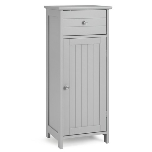 kleankin Modern Over The Toilet Storage Cabinet, Double Door Bathroom Organizer with Inner Adjustable Shelf and Open Shelf, Grey