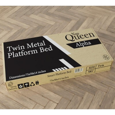 Sleek Modern Twin Metal Platform Bed Frame with Steel Slats