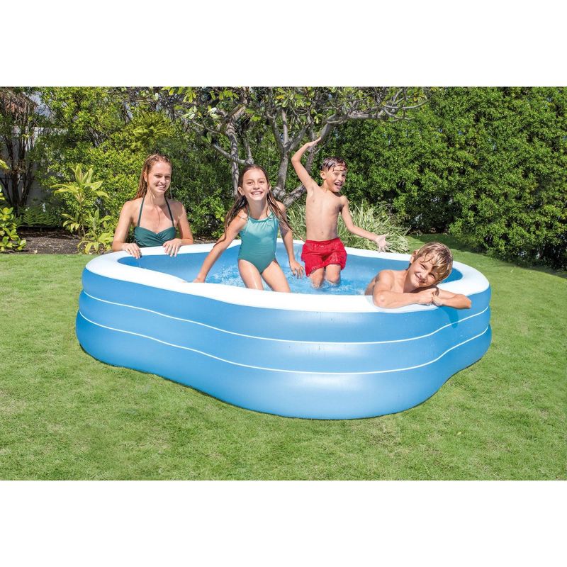 Intex 7.5' x 22" Beach Wave Swim Center Square Outdoor Backyard Inflatable Family Swimming Lounge Pool for Kids and Adults, Blue, 2 of 7