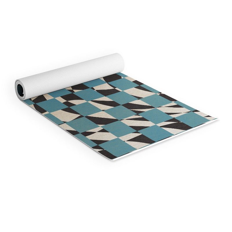 Little Dean Abstract checked blue and black (6mm) 70" x 24" Yoga Mat - Society6, 2 of 4
