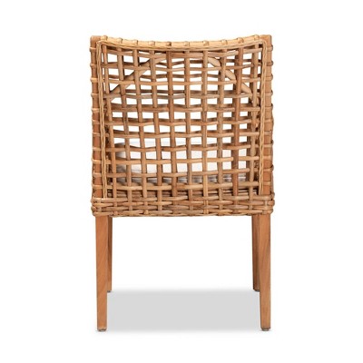 Handcrafted Indonesian Rattan and Wood Armchair with Plush Cushion