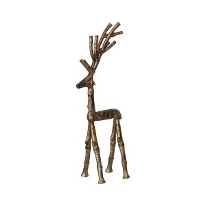 Storied Home Cast Aluminum Twig Deer Decor, Antique Gold Finish - 1 of 3