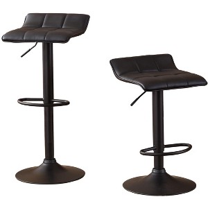 Dexmalle Set of 2 Swivel Black Leather Adjustable Bar Stool - 1 of 4