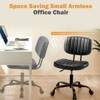 Small Office Desk Chair with Wheels Armless and Lumbar Support,PU Leather Low Back Adjustable Height 360° Rolling Swivel Task Chair for Bedroom - 3 of 4