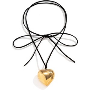 Chunky Puffy Heart Choker - Adjustable Velvet Chain Y2K Trendy Jewelry for Women - 1 of 4