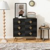 31.5 in. 3 Drawer Storage Cabinet Decorative Embossed Pattern Door for Entryway - 2 of 4