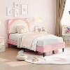 Kids Bed Frame, Upholstered Platform with Adjustable Headboard & LED, Wooden Slats, No Box Spring - 4 of 4