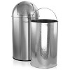 Elama 50 Liter Large 13 Gallon Push Lid Stainless Steel Cylindrical Home and Kitchen Trash Bin in Matte Silver - 2 of 4