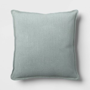 Square Linen Reversible Throw Pillow with Flange and Contrast Neutral/Green - Threshold™ - 1 of 4