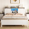 Farmhouse Platform Bed with Storage Headboard - Sliding Barn Doors, LED Lights, USB Charging Station, 900lb Capacity, No Box Spring Needed - 2 of 4