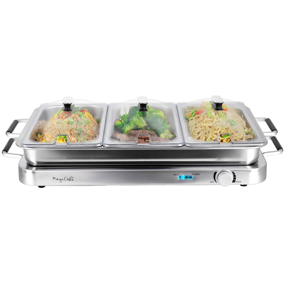 Photos - Multi Cooker MegaChef 3-in-1 Electric Chaffing Buffet Server and Warming Tray with Trip