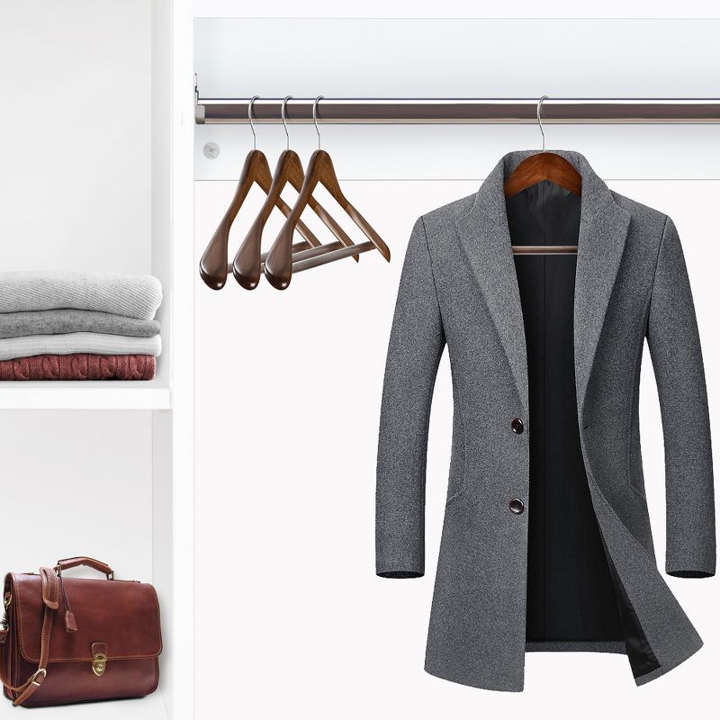 OSTO Wide-Shoulder Wooden Coat & Suit Hangers; Ultra-Strong Hanger with Non Slip, Grooved Pant Bar & Swivel Hook, 2 of 5