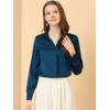 INSPIRE CHIC Women's Elegant V Neck Long Sleeve Office Work Satin Shirt - 3 of 4