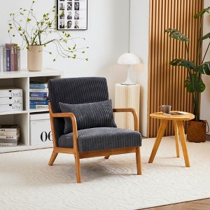 NicBex Mid-Century Modern Accent Chair with Pillow,Arm Chair with Solid Wood Frame,Reading Chair for Bedroom,Reading Room - 1 of 4