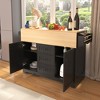 Rolling Kitchen Island On Wheels With Power Outlet And 3 Drawers,Kitchen Cart With 2 Drop Leaf,Spice And Towel Rack -Maison Boucle - 2 of 4