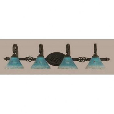 Toltec Lighting Elegante 4 - Light Vanity in  Dark Granite with 7" Teal Crystal Shade