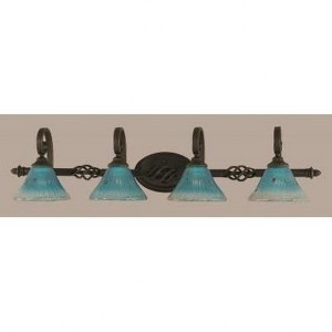 Toltec Lighting Elegante 4 - Light Vanity in  Dark Granite with 7" Teal Crystal Shade - 1 of 1