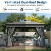 Outdoor Gazebo Tent 10 ft. x 12 ft. Grey Double Roof Canopy with Mosquito Netting - 3 of 4