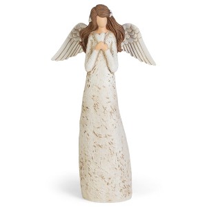 Dicksons Speckled Cream Angel with Heart 8 inch Resin Decorative Tabletop Figurine - 1 of 2