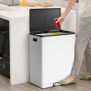 2x8 Gallon Dual Trash Can, Stainless Steel Waste Container with Soft-Close Lid, Step Rubbish Bin with Removable Inner Buckets for Kitchen - 1 of 4