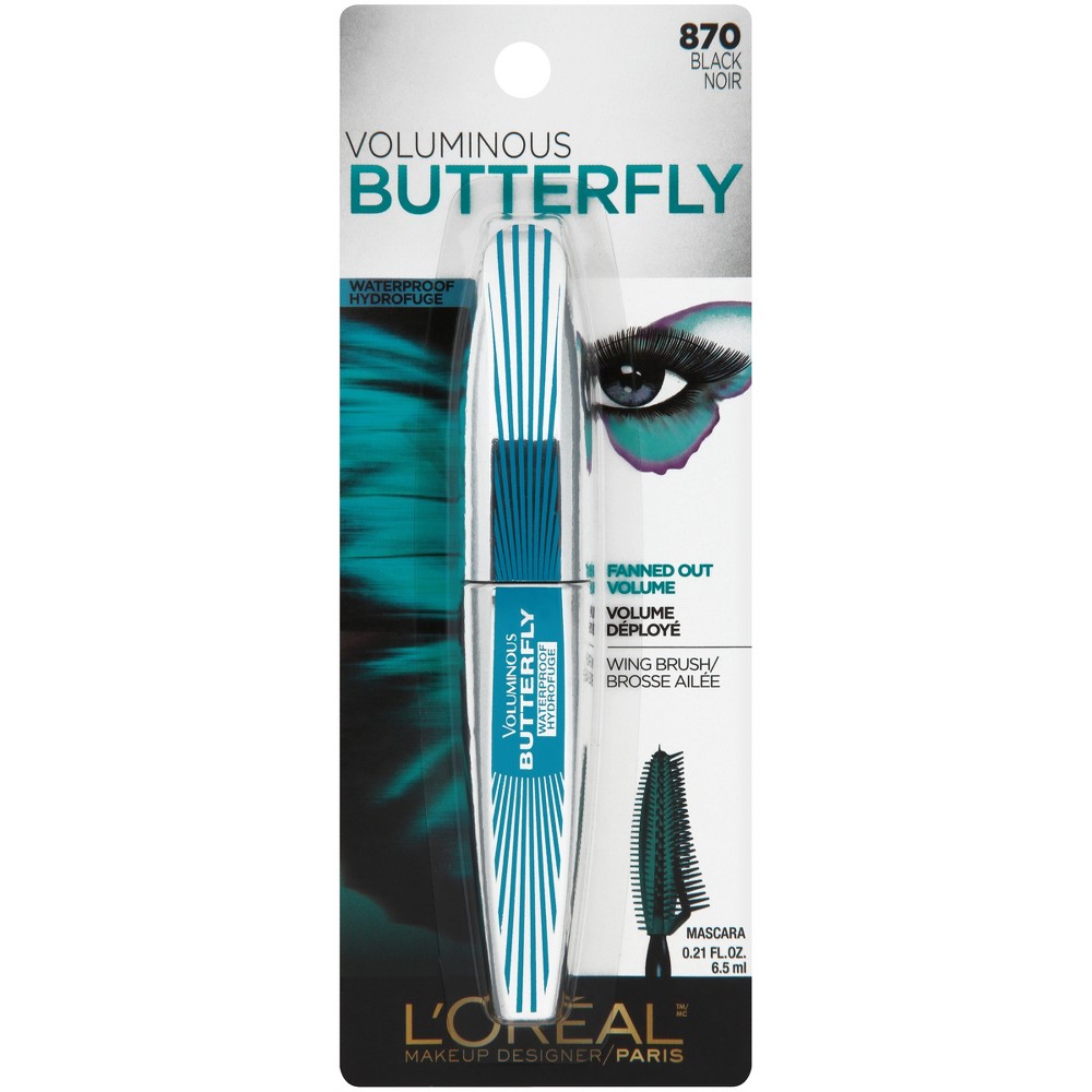 L'Oreal Paris Voluminous Butterfly Waterproof Mascara, Black, 0.21 fl oz