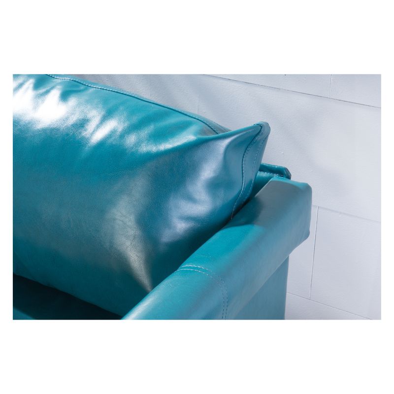 Bellerose Faux Leather Settee - Teal - Christopher Knight Home, 4 of 5