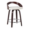 24" Fixed-Height Counter Stool with Swivel, Upholstered Seat and Round Chrome Metal Footrest, Set of 2 for Kitchen - 2 of 4