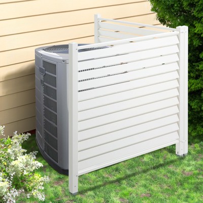 White 48" x 48" Vinyl Privacy Fence Panels with Galvanized Metal Stakes