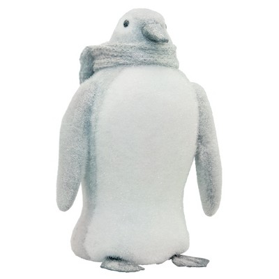 Northlight 15" Gray and White Sparkling Penguin with Scarf Tabletop Figurine