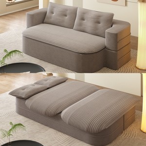 NicBex Functional Foldable Futon Sofa Bed with Plush Blanket & Pillows,Convertible Sleeper Deep Seat  Sofa Couch for Living Room - 1 of 4