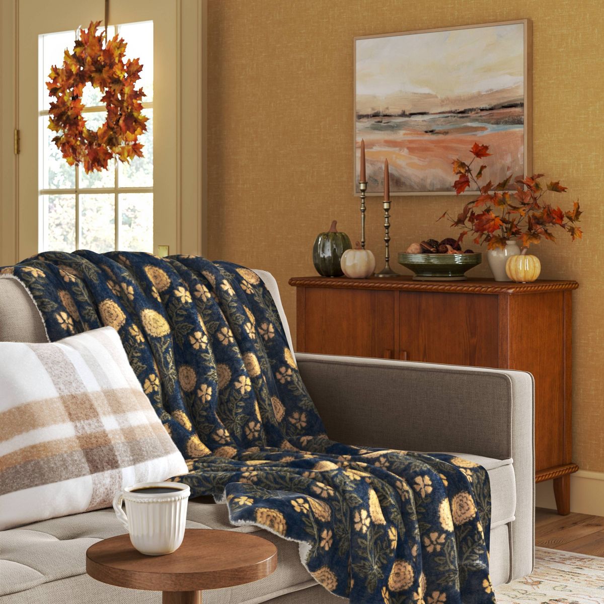 Printed Plush Throw Blanket with Faux Shearling Reverse - Threshold™ - thumbnail 2