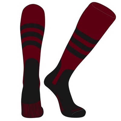 PEAR SOX OTC Baseball Softball Stirrup Socks (A, 7in) Cardinal, Black, Black
