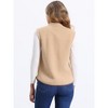 Allegra K Women's Fleece Contrast Color Button Down Sleeveless Fuzzy Jacket Vest with Pockets - 4 of 4