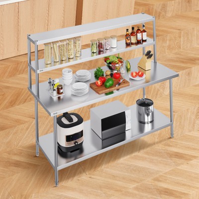Adjustable Stainless Steel Double Tier Overshelf, 12 x 72 Inch