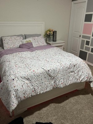 Twin/twin Extra Long Metallic Printed And Pintucked Comforter Set Plum ...