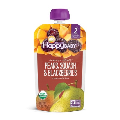 HappyBaby Clearly Crafted Pears Squash & Blackberries Baby Food - 4oz