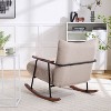 CAVINAS Mid-Century Rocking Chair with Walnut Wood Arms, Upholstered Lounge Accent Chair with Metal Frame and Support Foam - 2 of 4